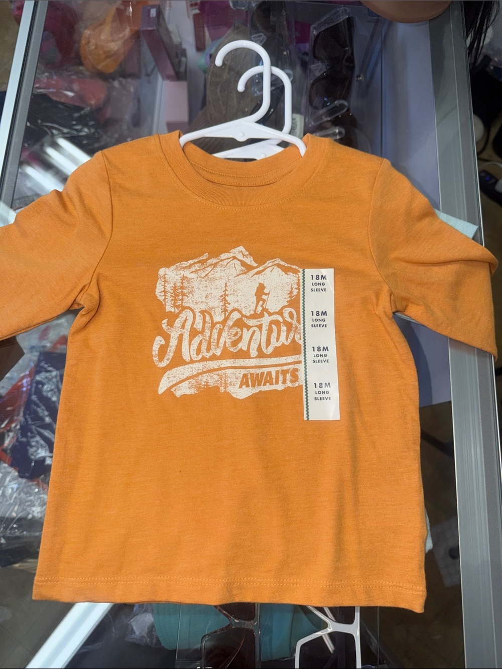 Cat & Jack Orange Long-Sleeve Tee with 'Adventure Awaits' Graphic